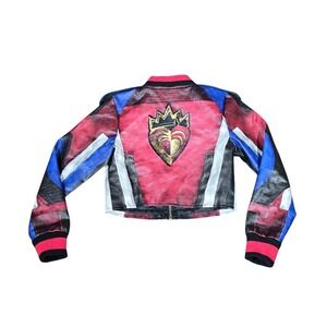 Disney Descendants 3 Evie Faux Leather Moto Jacket Size 5/6 Red Blue Jacket
